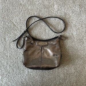 Silver Coach Crossbody Bag with Silver Metallic